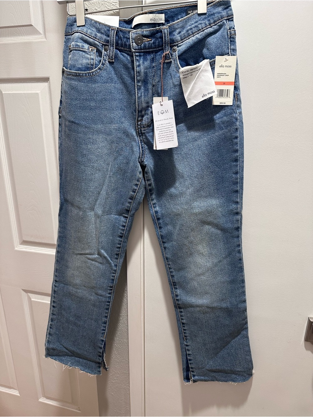 Ella Moss High Waist Crop Flare Raw Hem Jeans